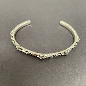 Authentic Chrome Hearts Floral Cross Bangle Sterling Silver